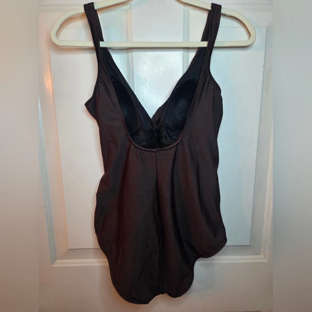 Miraclesuit Swimsuit Slimming Wrap Style Brown Size 12 - Picture 2 of 4